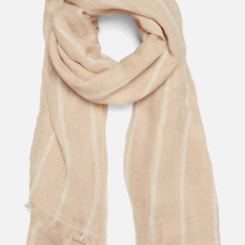 Vince Cotton Gauze Awning Stripe Light Striped Hayseed Papyrus Summer Scarf